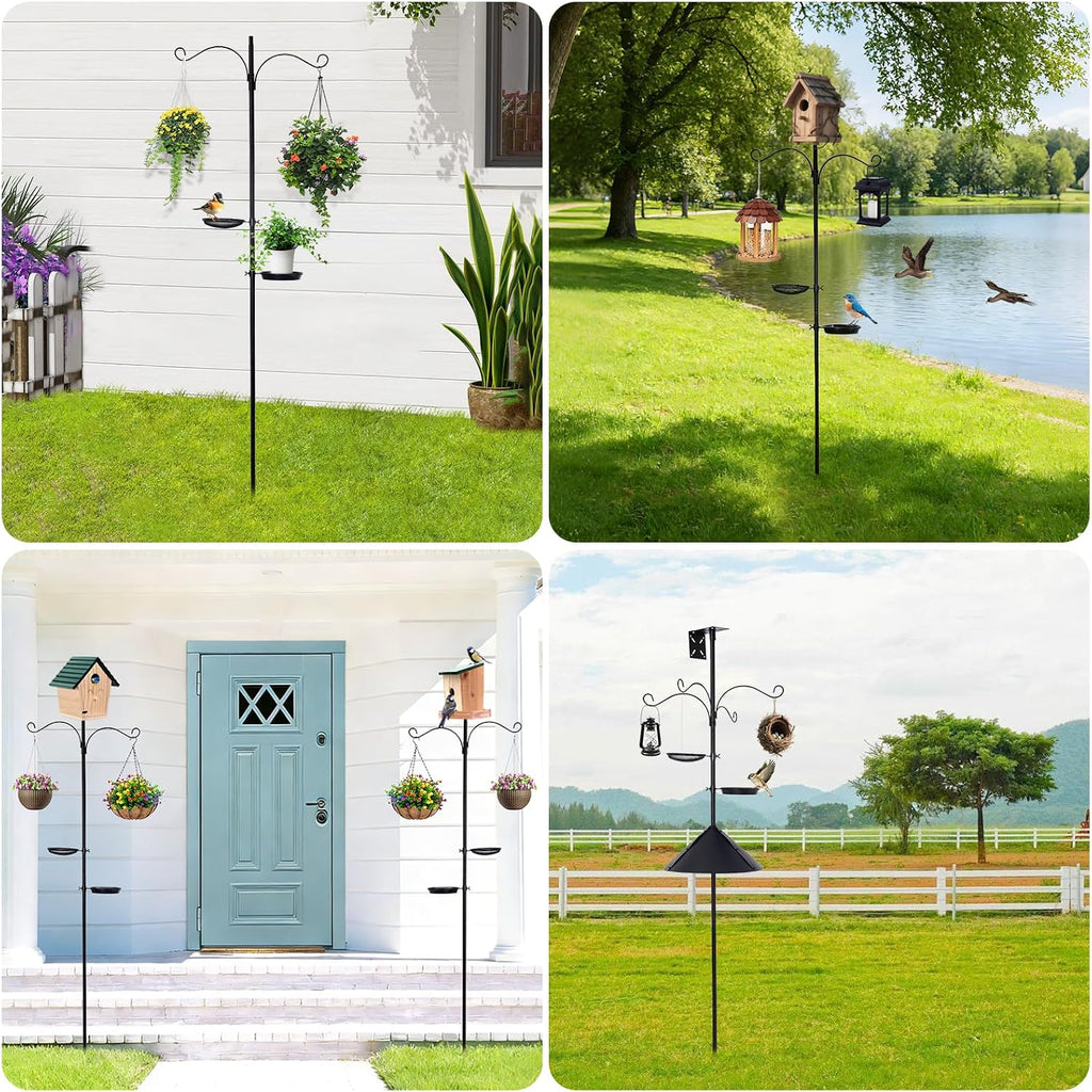 78 Inch Heavy Duty Bird Feeder Pole with Anti-Squirrel Baffle-Compact for Gardens & Patios, Outdoor Bird Feeding Station