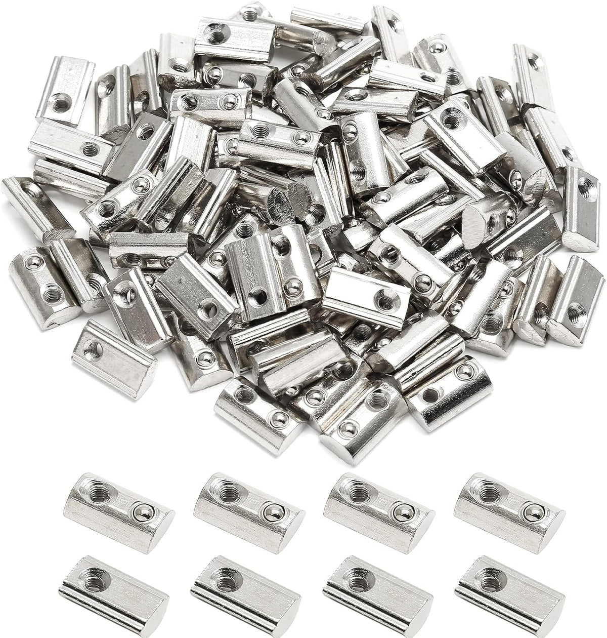 2020 Series M3 Half Round Roll in Spring T Nuts, 100 Pcs