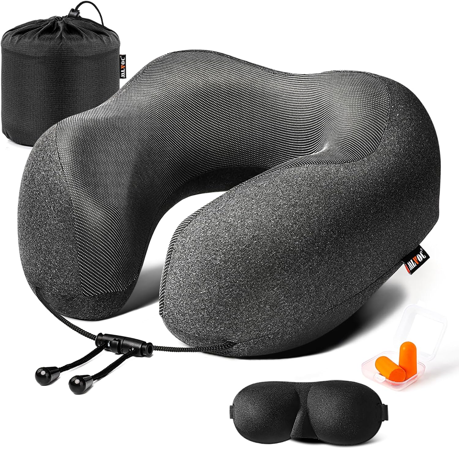 Neck Pillow for Traveling, Upgraded 100% Pure Memory Foam Travel Neck Pillow for Airplane Flight Sleep, Breathable &