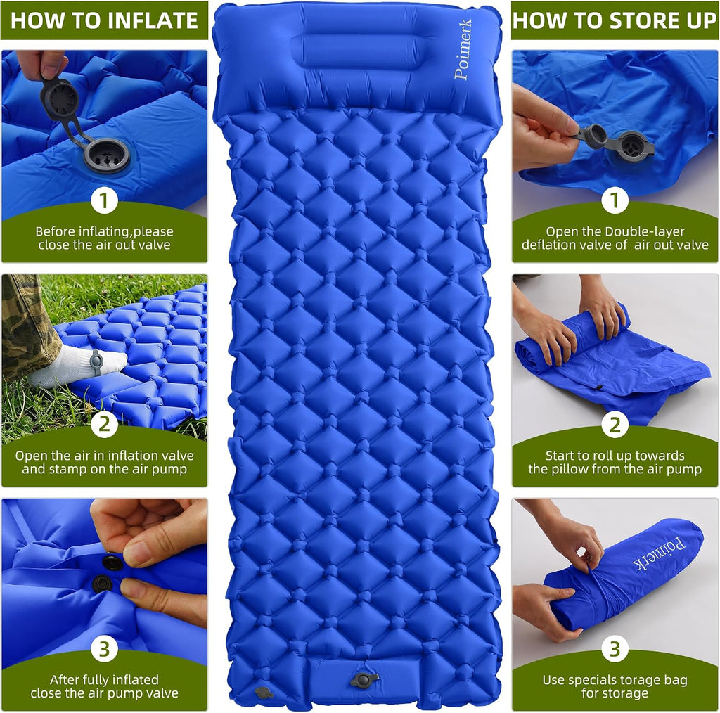 Ultralight Camping Sleeping Pad Mat, Compact Air Mattress for Backpacking | 1.42lb Lightweight,packs 4.3"x9",50s foot