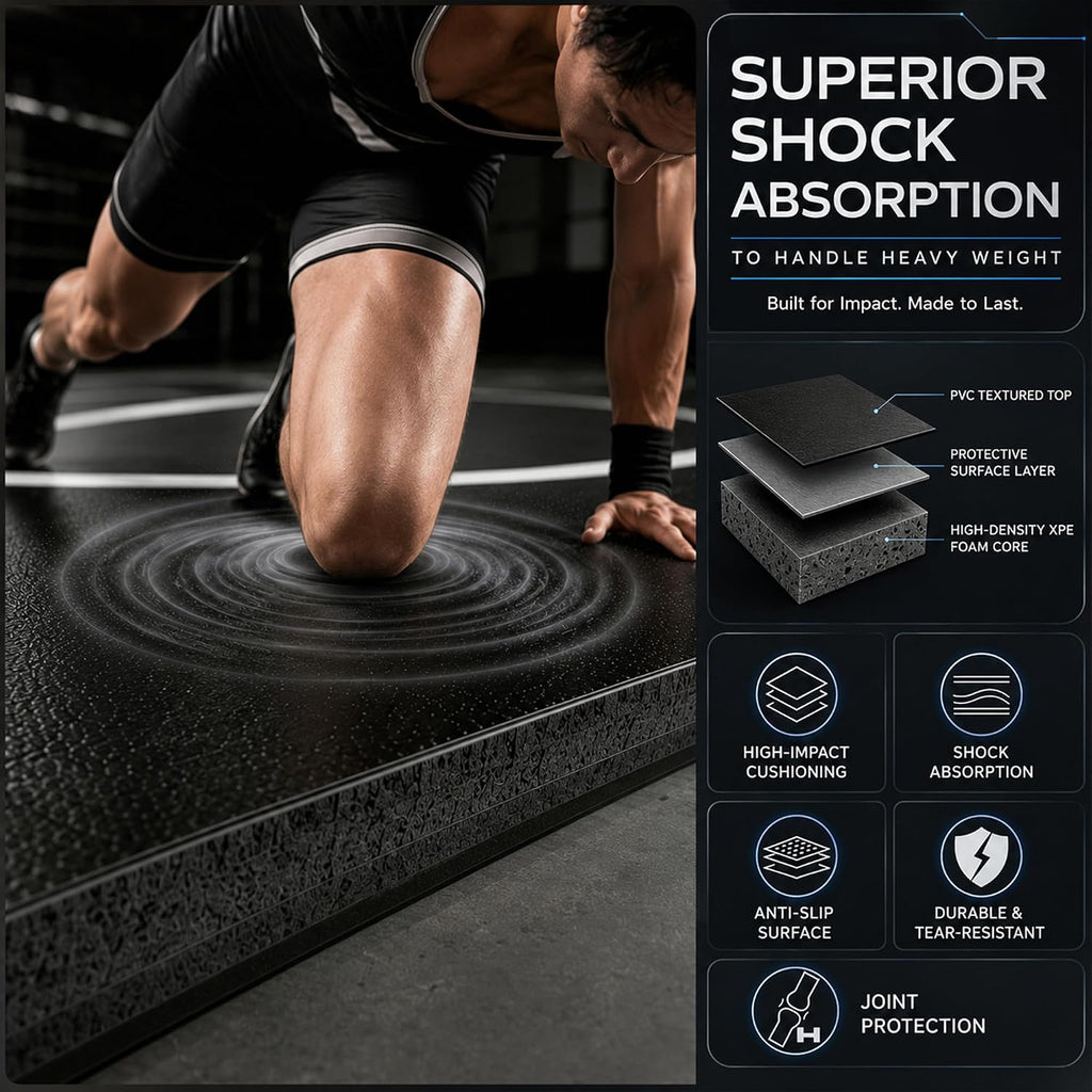 Rollable Wrestling Mat, 1.2" XPE Foam Mats for BJJ Jiu Jitsu & Judo | High-Cushioning Support, Waterproof PVC