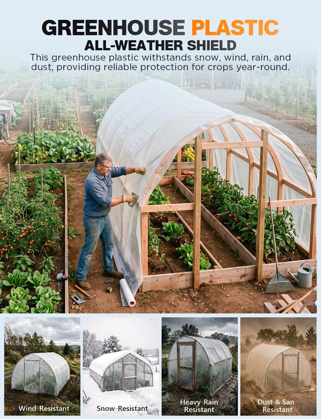 6 Mil 8x25 FT Heavy Duty Greenhouse Plastic Sheeting, 1-Roll