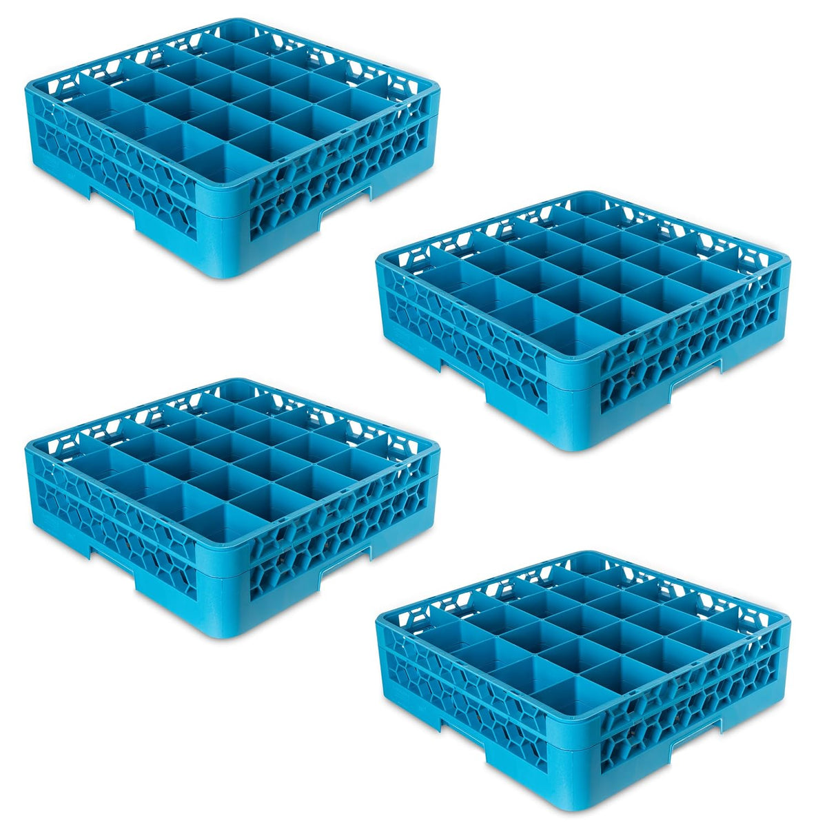 RG25-114 OptiClean 25 Compartment Glass Rack with Extender, 3-1/2" Compartments, Blue (Pack of 4)