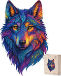 Wooden Puzzles for Adults - Wolf 200 Piece Wooden Jigsaw Puzzle - 8.6x13.8 Inches - Giftable Wooden Box and Carrying