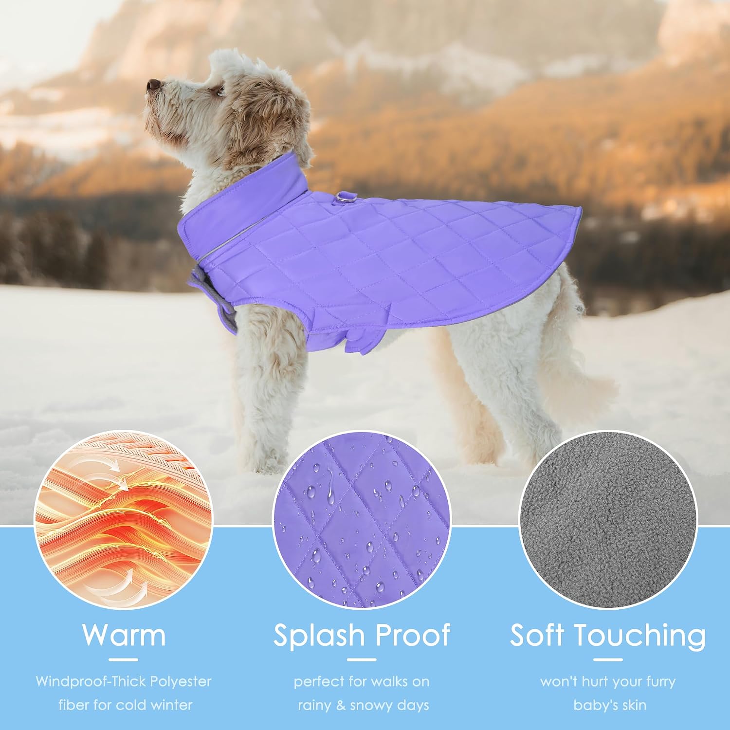 Dog Warm Coat, Small Dog Winter Jacket Windproof Water Resistant Cold Weather Coats Cozy Snow Jacket Vest for Puppies