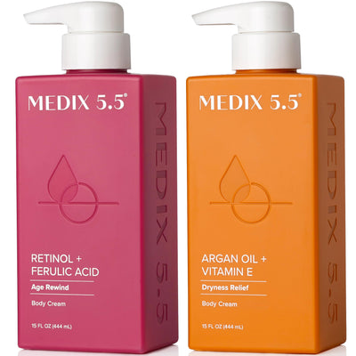 Retinol Body Lotion + Argan Oil Cream 2PC Skin Care Set Body & Face Moisturizer | Firming Body Lotion Bundle Reduces