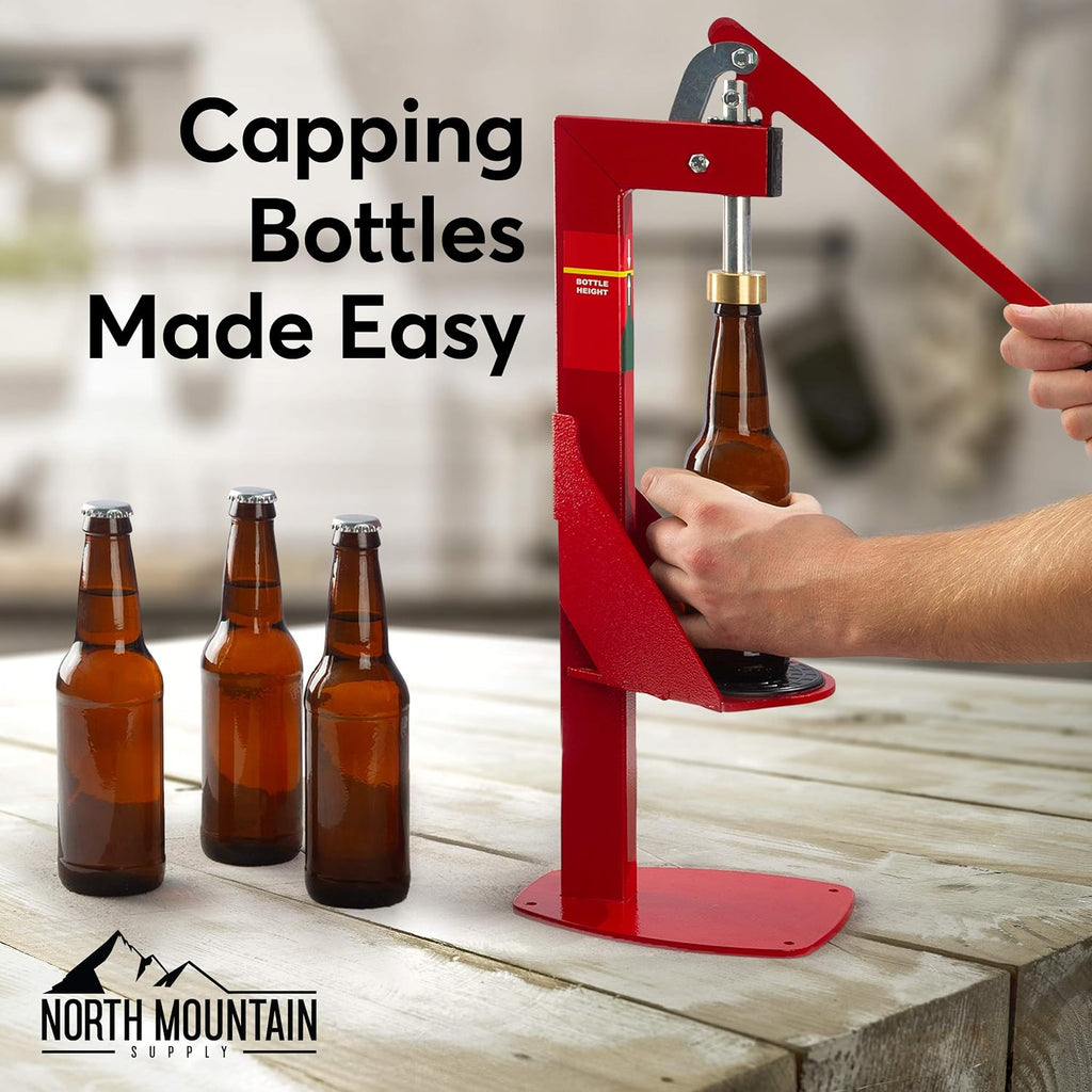 Heavy Duty Bench Bottle Capper - Compatible with 2 Sizes of Caps - All Metal - Professional Grade - Made in Italy