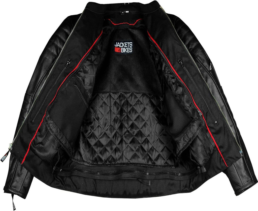 REVOLT Men's Motorcycle Jacket, Natural Buffalo Leather, CE Armor - Ventilation, Cruiser Motorbiker Touring Biker