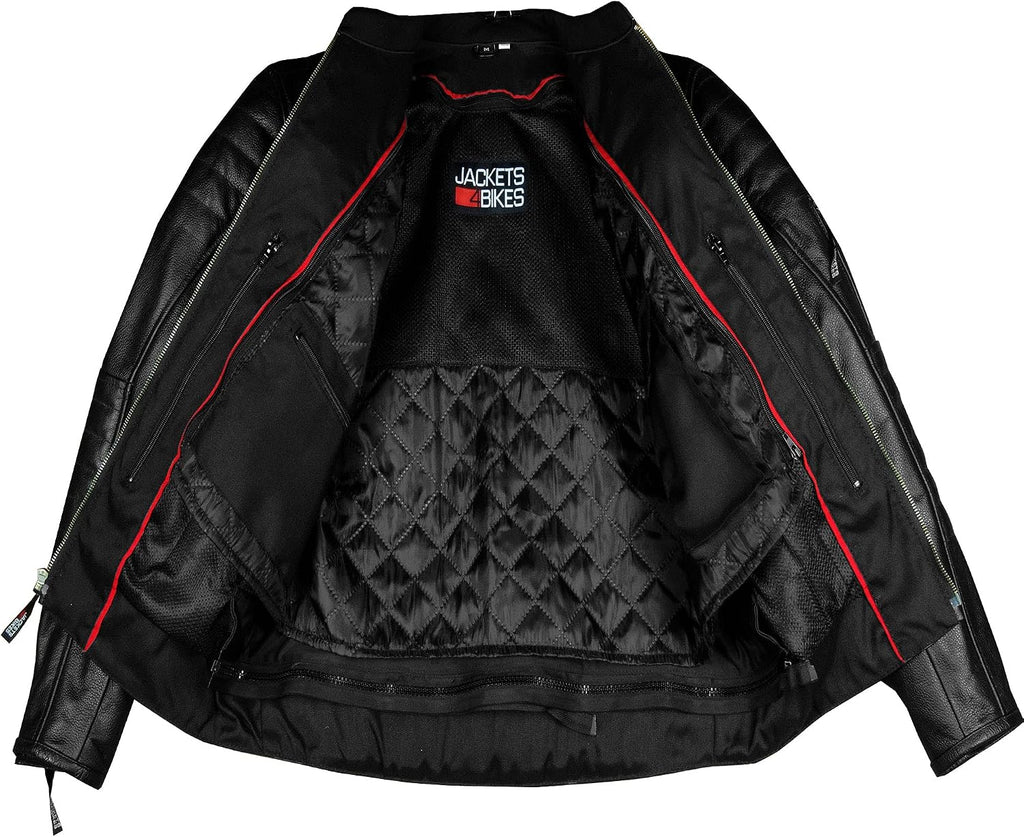 REVOLT Men's Motorcycle Jacket, Natural Buffalo Leather, CE Armor - Ventilation, Cruiser Motorbiker Touring Biker