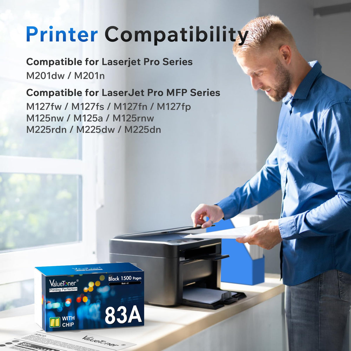 83A Toner Cartridge Black Replacement for HP 83A CF283A 2-Black