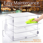 3-Tray Bakery Display Case, Acrylic Clear Display Case Countertop for Bread Pastry Dessert Food Cookie Display