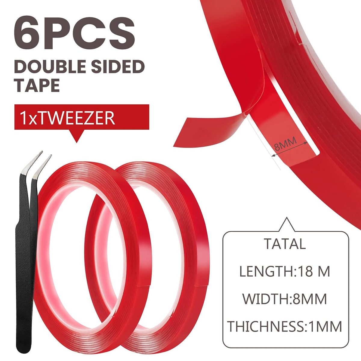 6 Rolls Double Sided Nail Tape for Press on Nails Salon Display