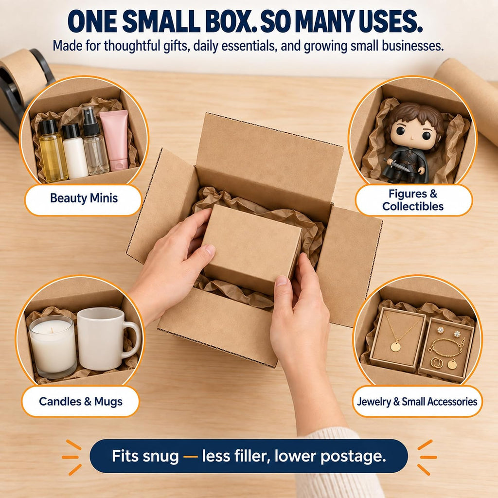 8x6x4 Shipping Boxes, 50 Pack Kraft Corrugated Mailers Sturdy small cardboard boxes for small business mailing