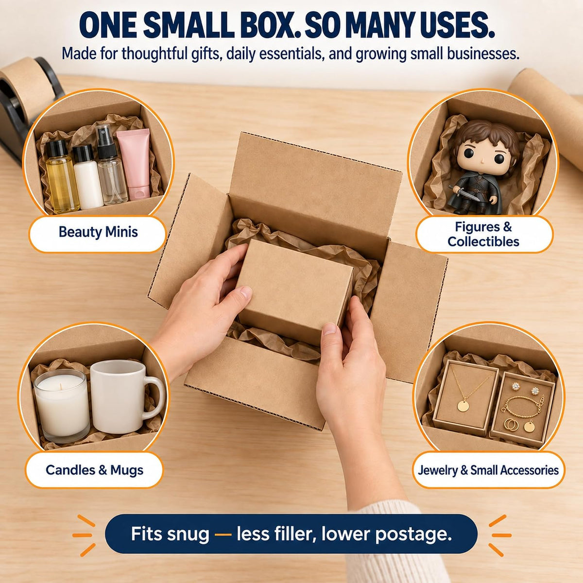 8x6x4 Shipping Boxes, 50 Pack Kraft Corrugated Mailers Sturdy small cardboard boxes for small business mailing
