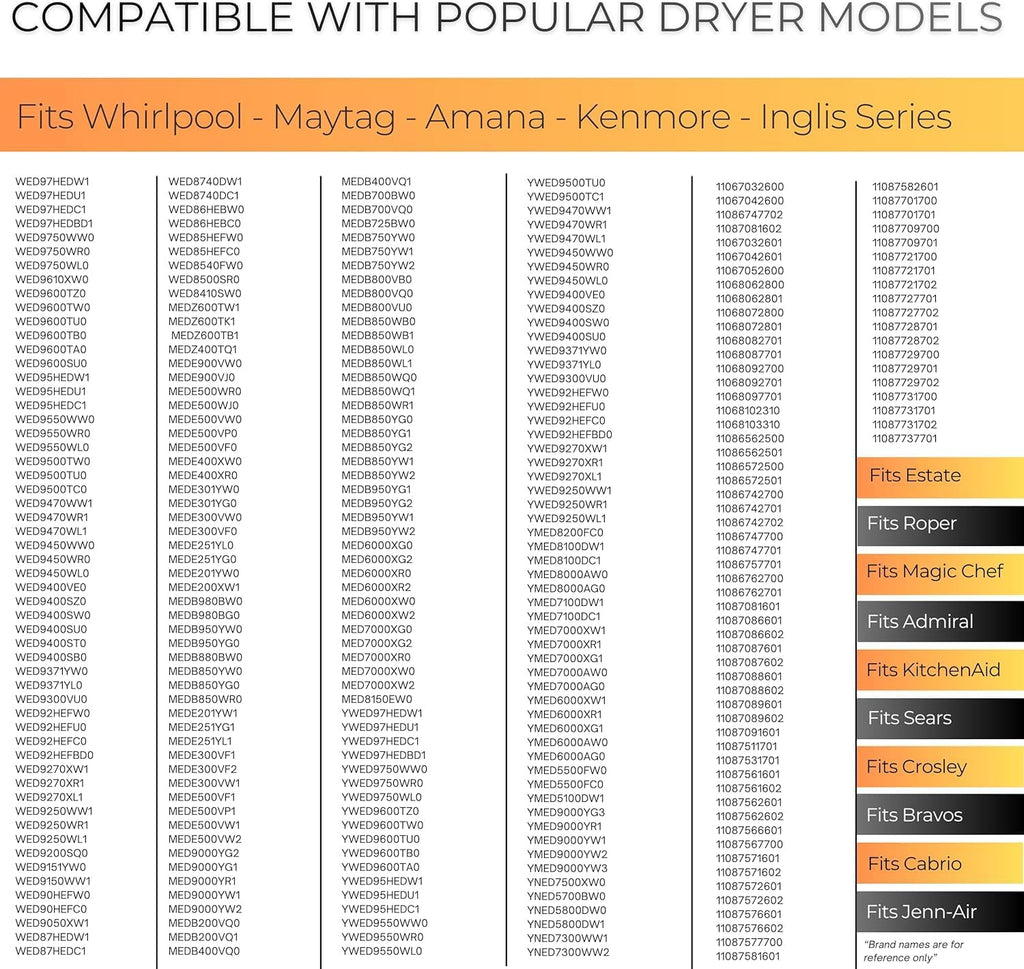 Dryer Heating Element Replacement for Whirlpool WED92HEFW0 WED92HEFC0 WED9600TU0 WED9600TW0 WED9500TW0 WED8500SR0 WED87HEDW1 WED95HEDW1 WED87HEDC1 WED8540FW0 WED7800XW0 with Thermostat Kit