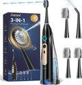 Electric Toothbrush with Water Flosser Combo, 3-in-1 Flossing Toothbrush, Cordless & Rechargeable for Travel, Braces