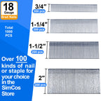 18 Gauge Brad Nails 4 Sizes (2",1-1/2",1-1/4",3/4"),1000-Pack