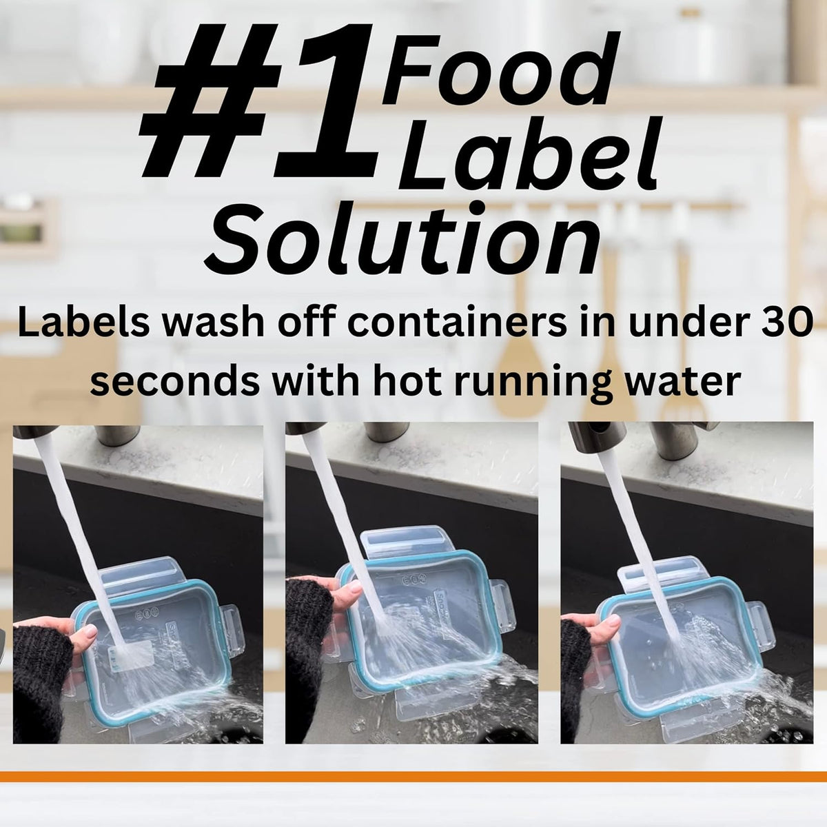2x1 Dissolvable Food Labels, 1000 Food Container Stickers, Blue