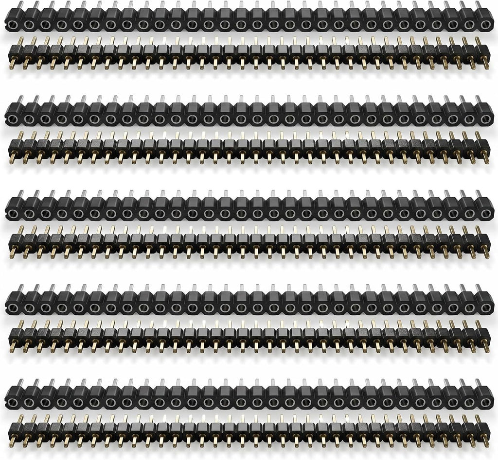 10 Pcs Straight Single Row 2.54mm 40 Pin Male Header, Breakaway Header Strip 0.1 Inch PCB Pin Headers for Breadboard Connector Electronic Circuit Board (Silver+Gold+Black)