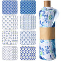 24 Pack Reusable Paper Towels Washable Cloths, Blue Floral Print