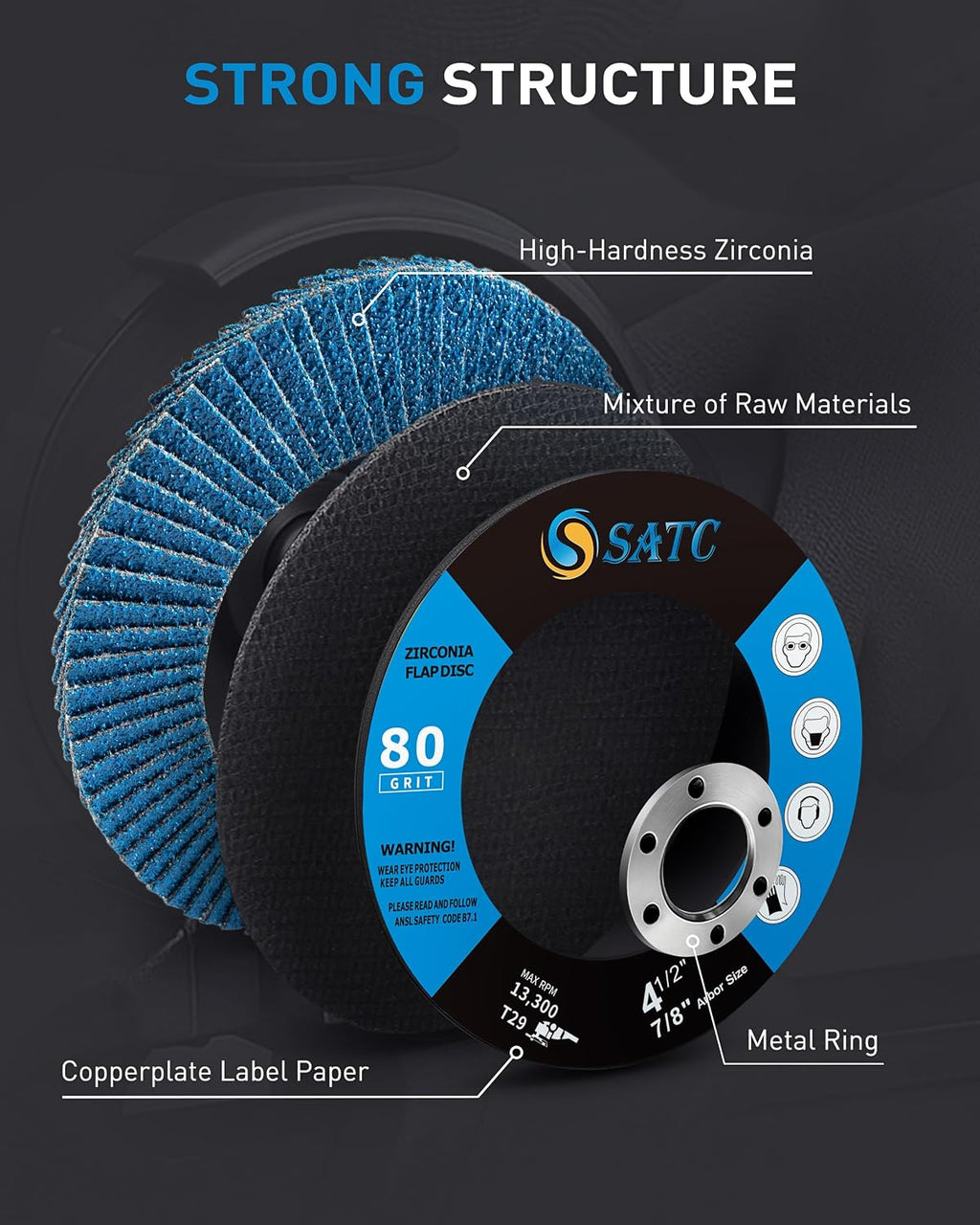 S SATC 20PCS Flap Discs 4 1/2 for Angle Grinder High Performance Grinder Flap Disc 80Grit Type 29