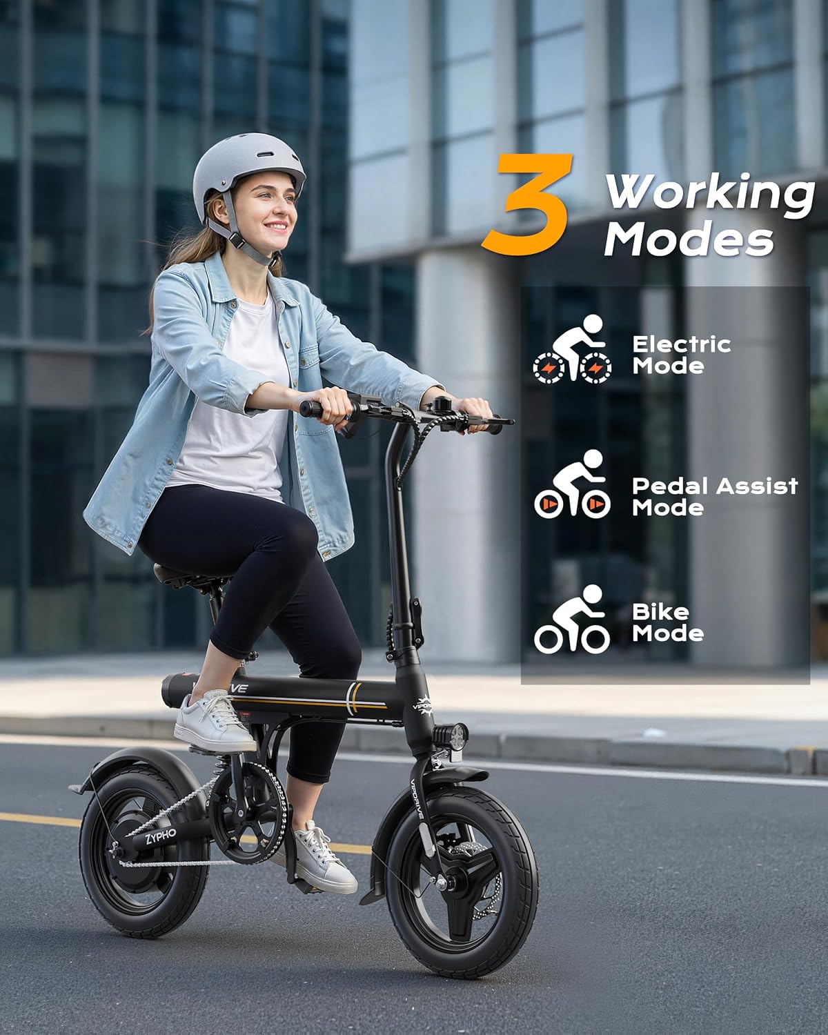 14'' Folding Electric Bike for Adults, Peak 500W Ebike | 36V Battery | 3 Riding Modes | UL2849 Certified Foldable