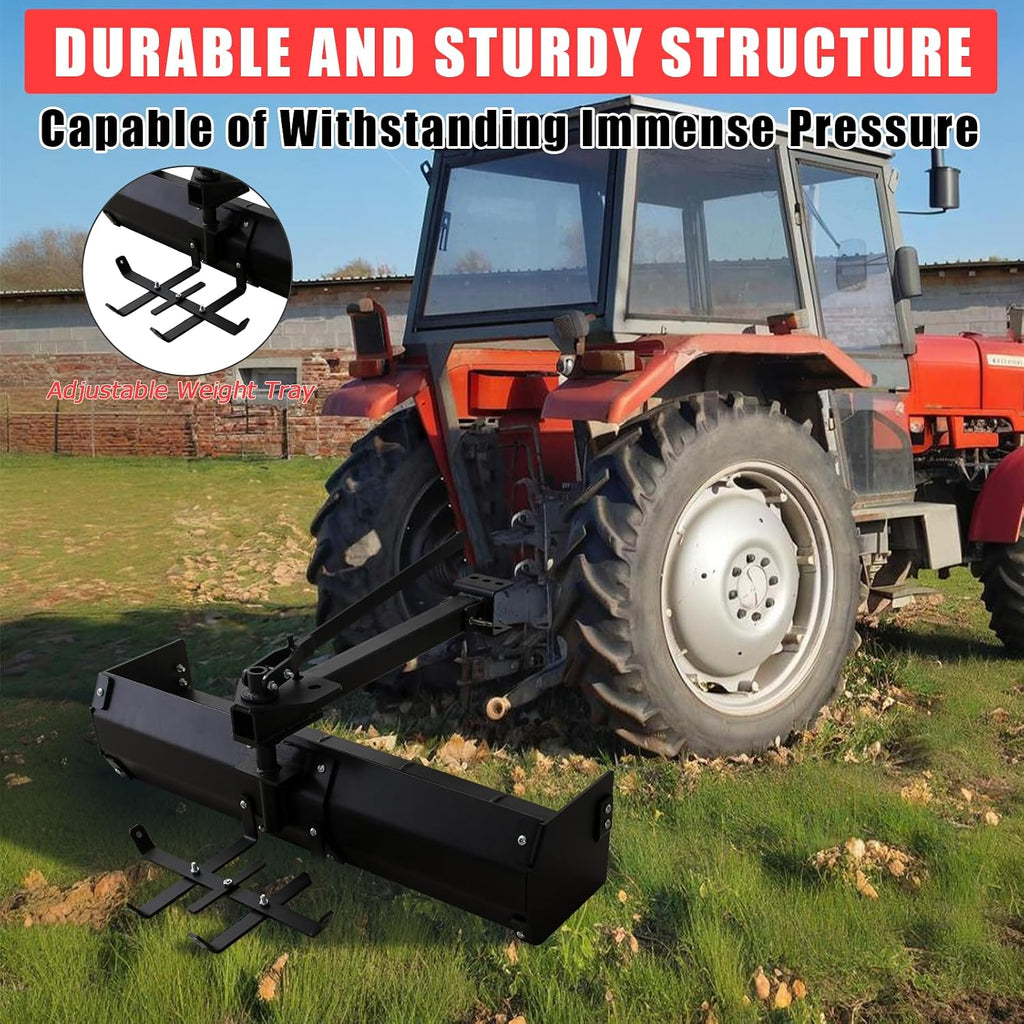 42" Tow Behind Box Scraper for ATVs, UTVs, Heavy-Duty Steel Construction with Powder Coating, Versatile Tractor Box