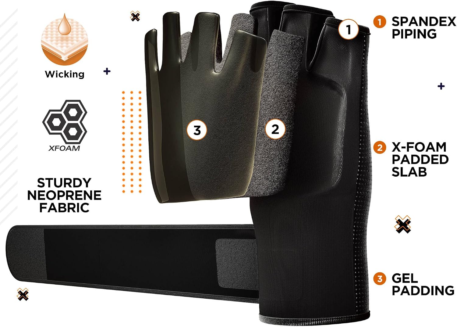 Boxing Inner Gloves Hand Wraps Men Women, Hybrid Design Gym Weight Lifting Workout, 50Cm Long Wrist Support, Neoprene