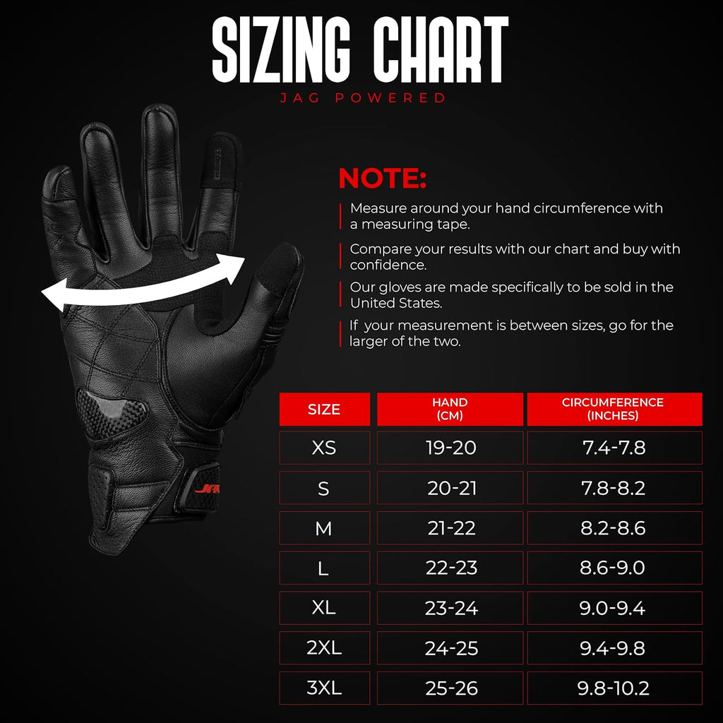 Leather Motorcycle Gloves for Men - Carbon Fiber Knuckle Protection, Motorbike Powersports, Dirt Bike, Touchscreen