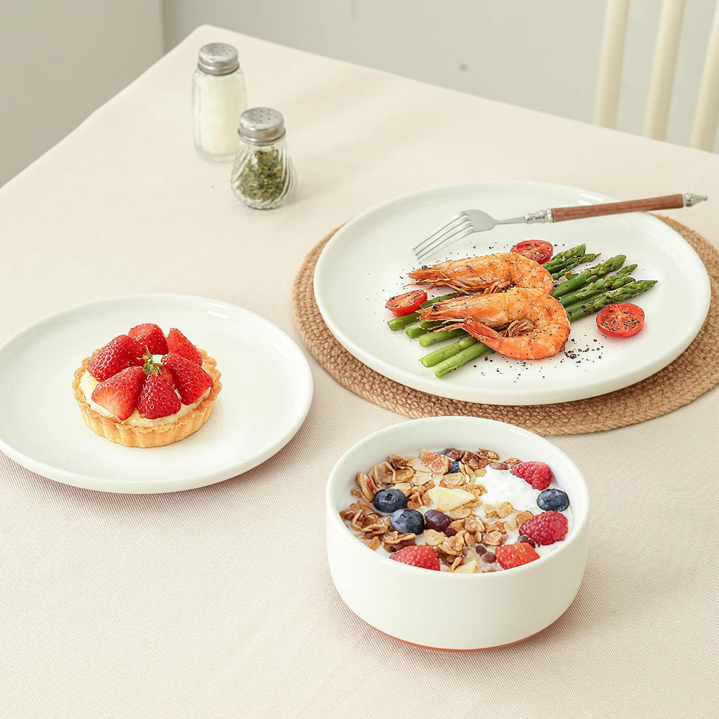 6 Piece Dinnerware Set, Dish Set for 2, Stardust Glaze White