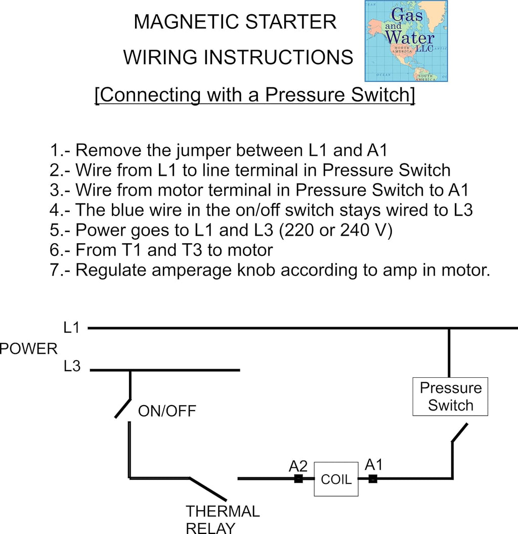Magnetic Electric Motor Starter Control 5 Hp Single Phase 220/240v 22-34a with On/off Switch