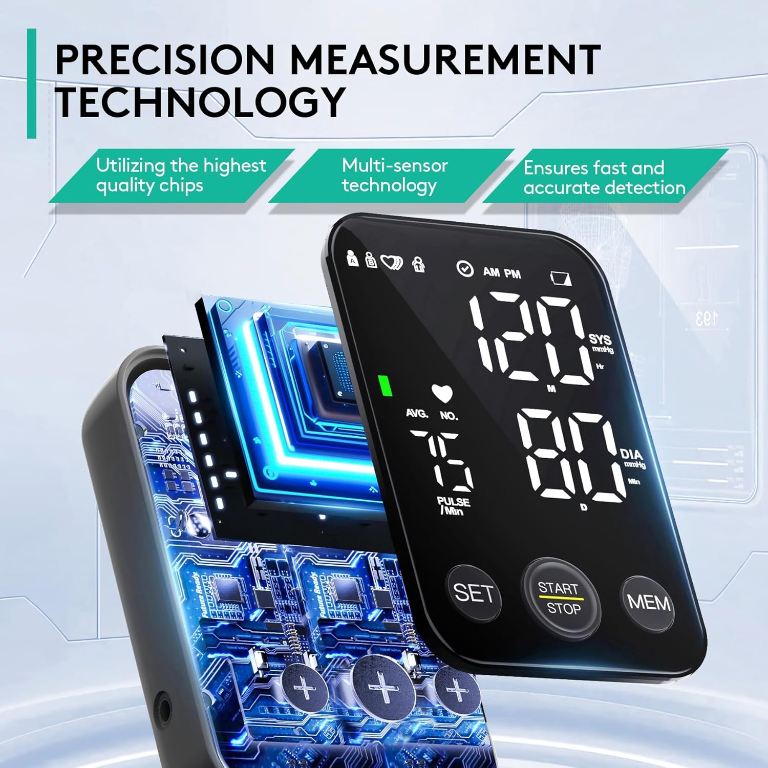 Blood Pressure Monitor Upper Arm Monitors for Home Use BP Machine Sphygmomanometer with 2x120 Reading Memory