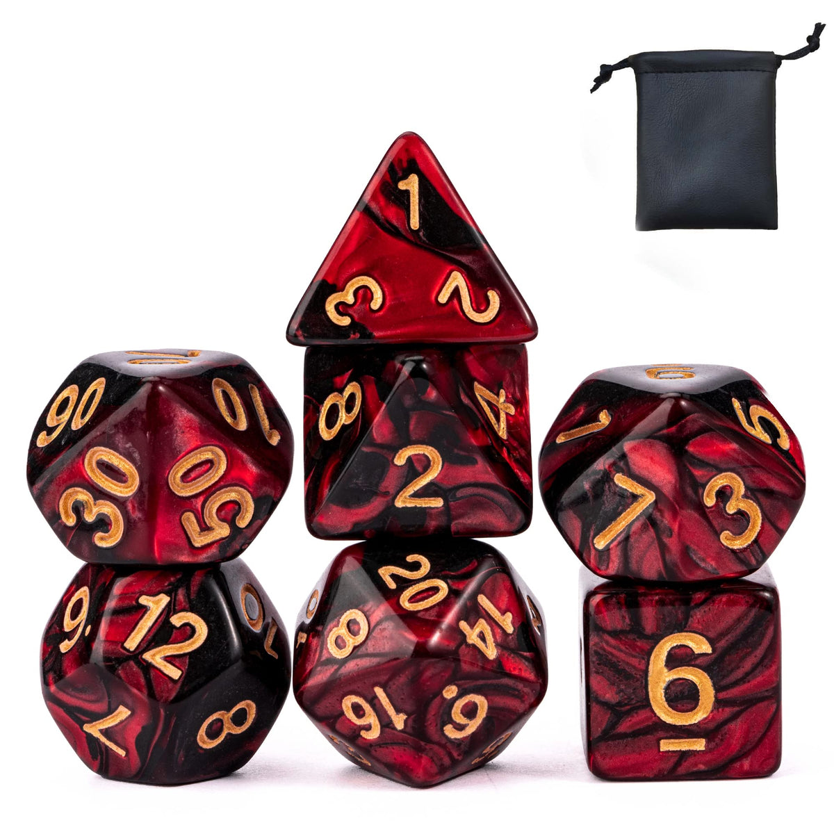 7PCS Polyhedral RPG Dice Set Red Black Dice for Role Playing Games