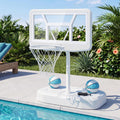 Pool Basketball Hoop w/42'' PC Backboard, 2 Balls, Pump | Shatterproof Outdoor Swimming Poolside Basketball Goal