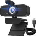 Full HD 1080P Webcam, Black, with Privacy Cover, Noise Cancellation, Auto Focus