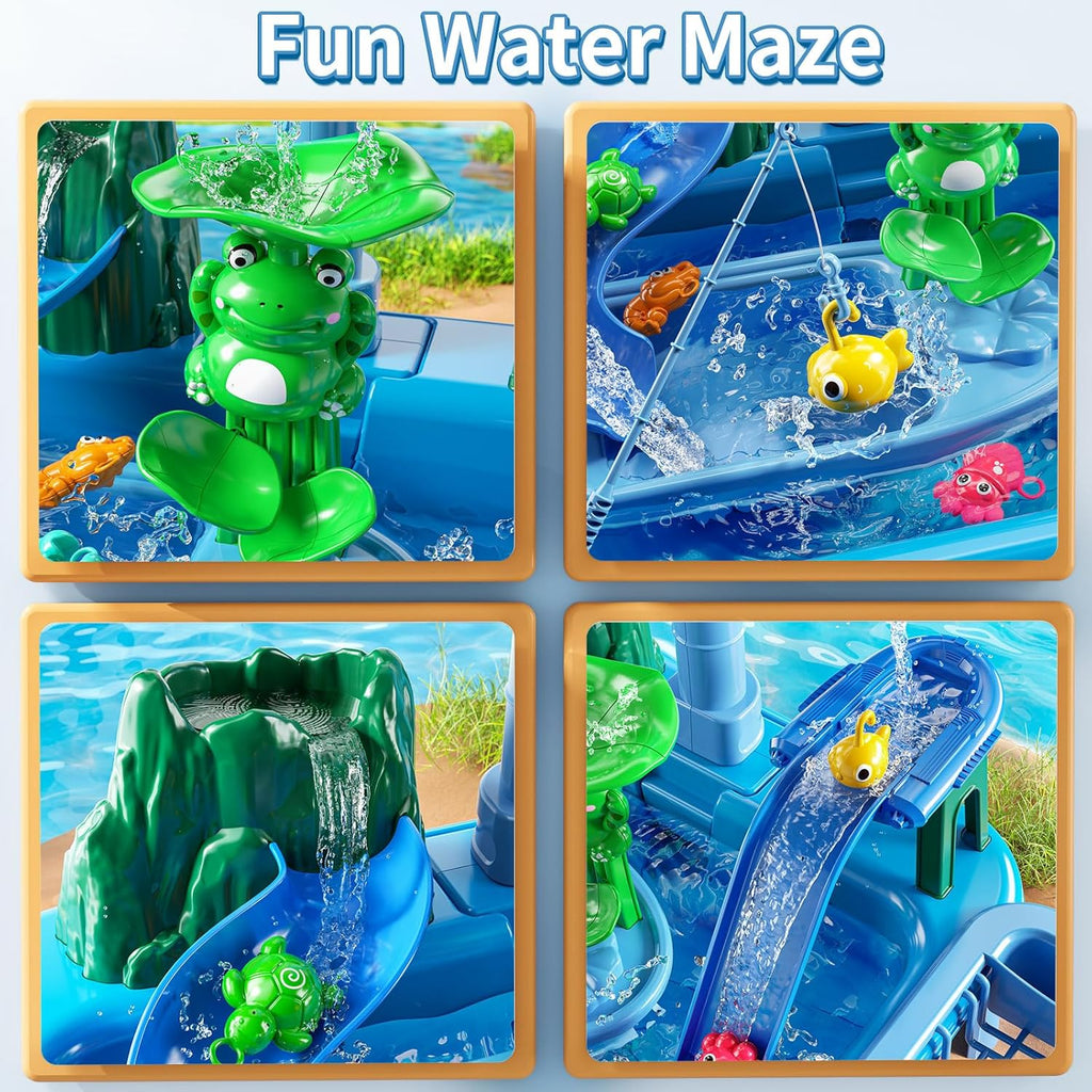 Water Table Play Sink Toy for Kids 2 3 4 5 6 Years Old - Outdoor Kitchen with Running Water, Fishing Games, Toddler