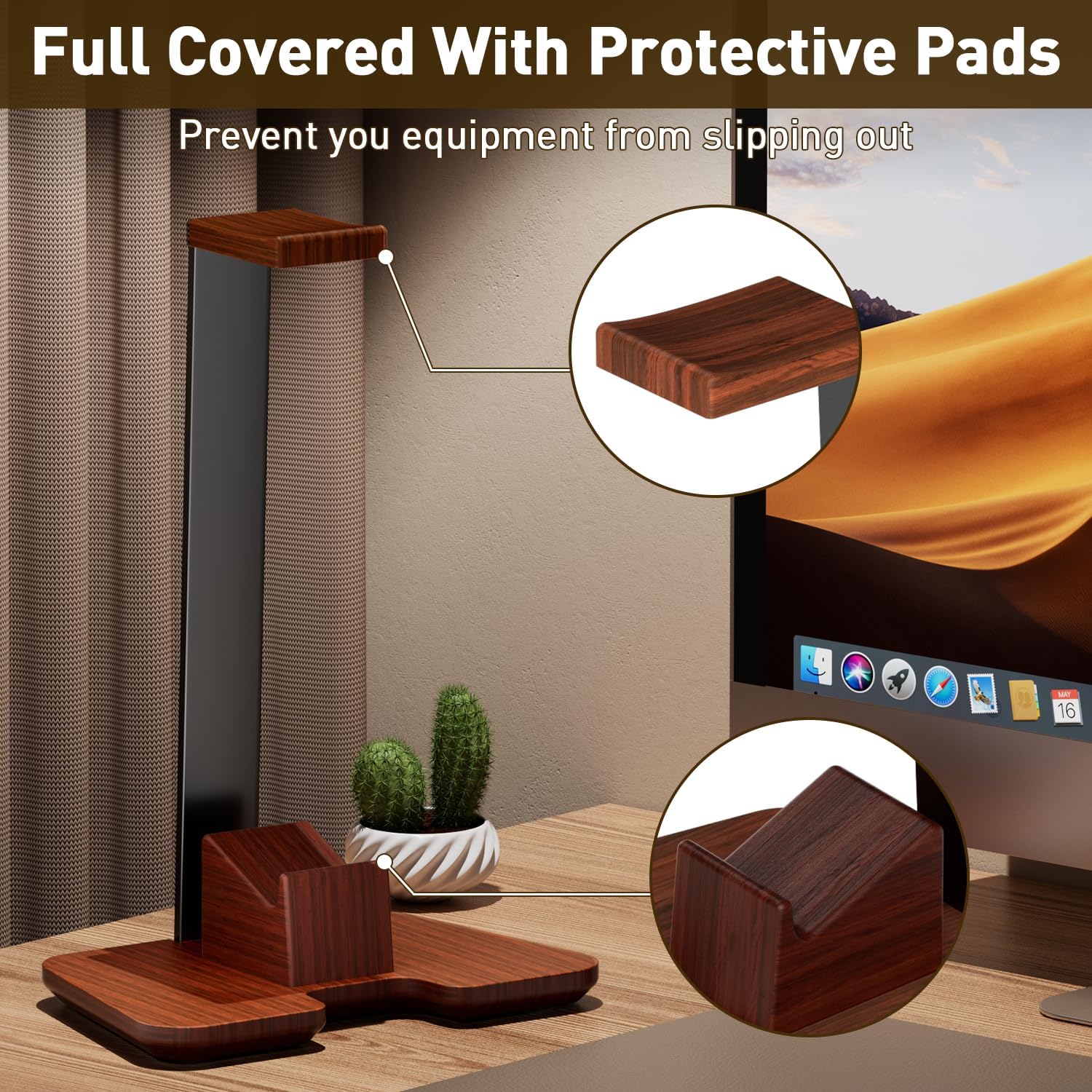 Controller Stand Wood Headphone Stand for Desk Gaming Desk Accessories Controller Holder for Gaming Equipment Headset