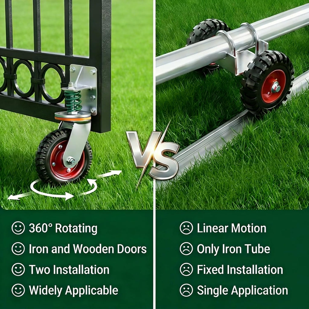 6 Inch Heavy Duty Gate Wheel, 360° Swivel Spring Loaded 600LB Capacity Gate