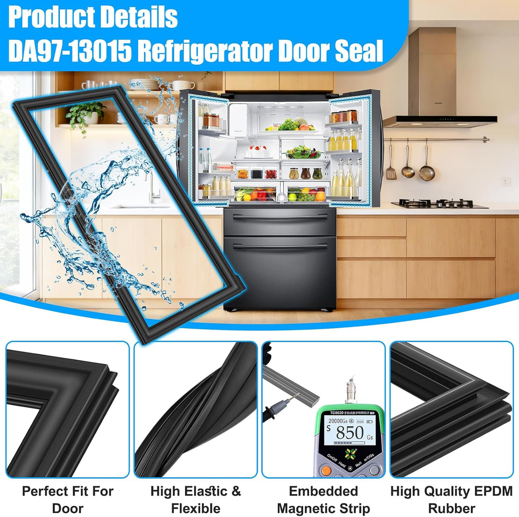 Upgraded DA97-13015C Refrigerator Door Gasket Compatible with Samsung Refrigerator Door Seal Replacement AP5798175 PS8762330 Fridge Seal Replacement RF28HMEDBSR RF30HBEDBSR RF24FSEDBSR RF28HMEDBWW
