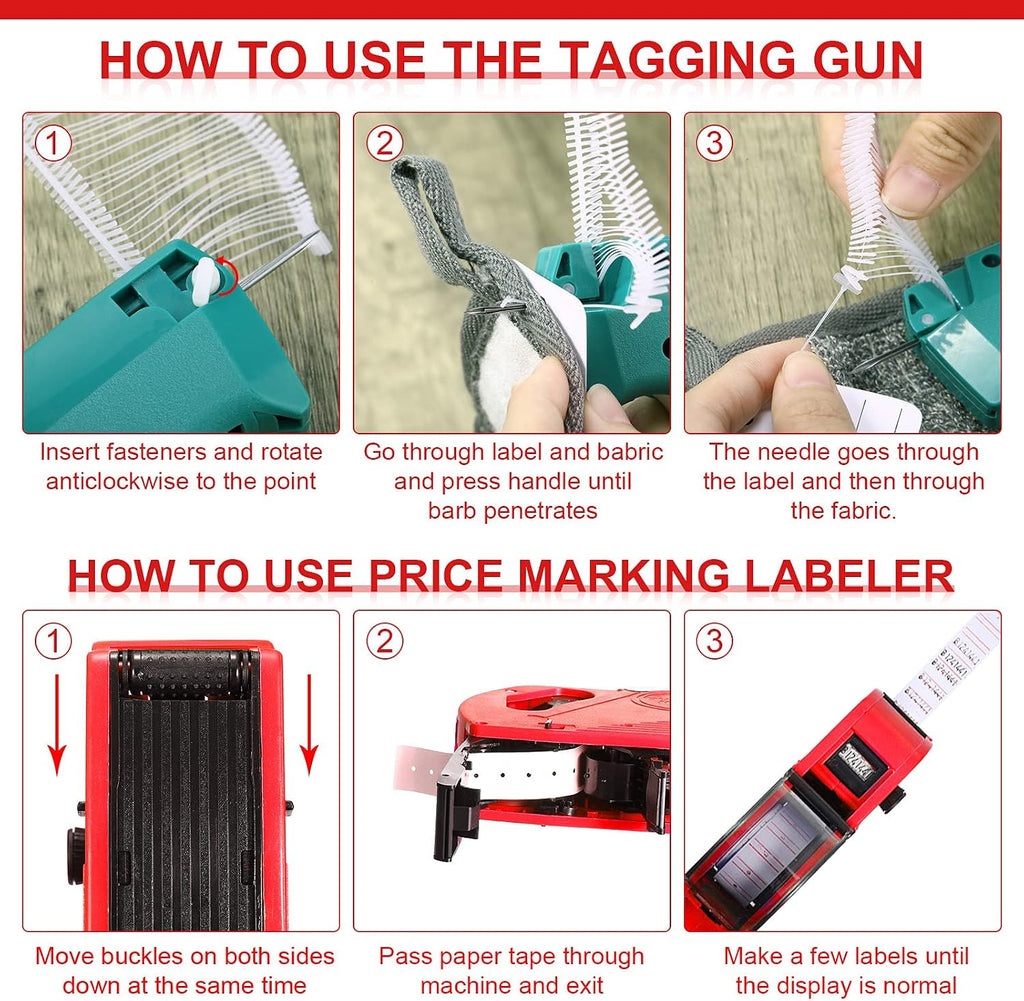 1121 Pieces Clothing Price Tag Gun Machine Retail Price Tag Gun Attacher with Label Standard Barbs Metal Needles for