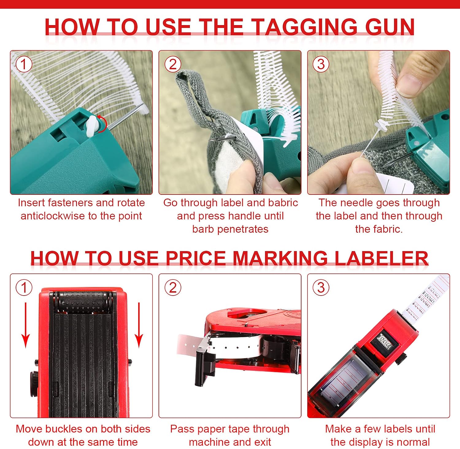1121 Pieces Clothing Price Tag Gun Machine Retail Price Tag Gun Attacher with Label Standard Barbs Metal Needles for