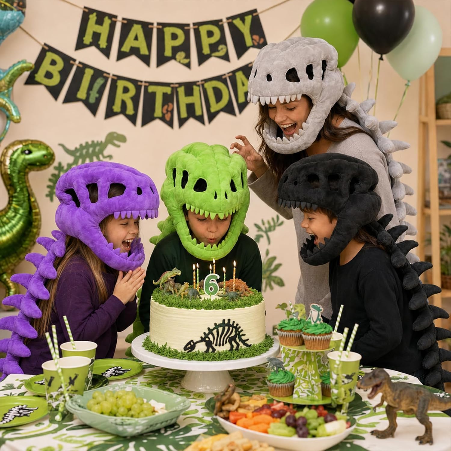 Dinosaur Skeleton Costume for Kids, Cozy Plush 3D Dino Toy Skull & Spine, Dinosaur Outfit for Halloween Cosplay Props