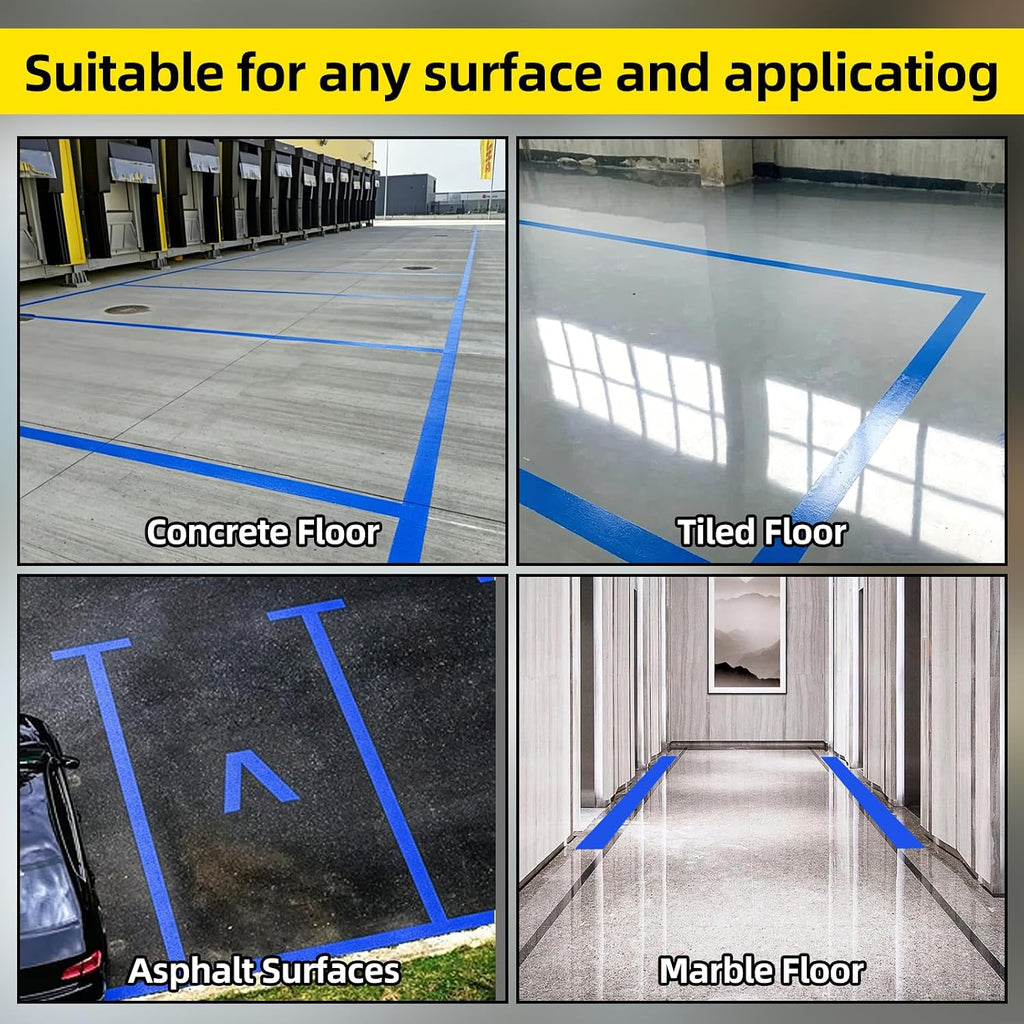 Blue Floor Marking Tape, 1.1mm Extra Thick Industrial Safety Tape, 4 in Width x 100FT, Warning Tape for Warehouse