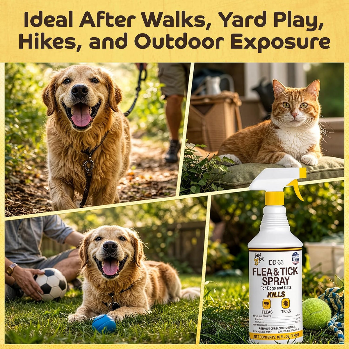 DD-33 Flea & Tick Spray for Dog & Cat, 16 oz