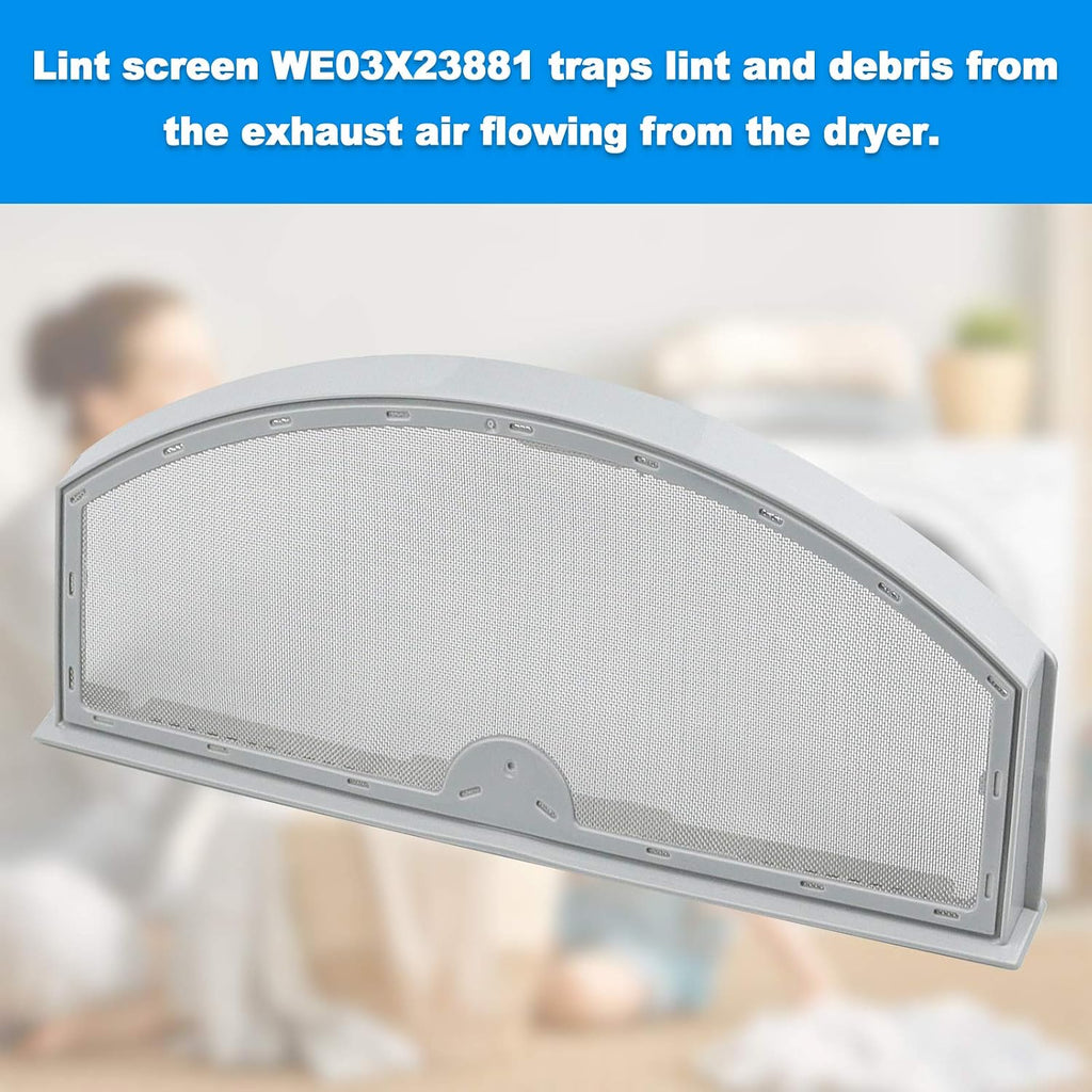 Upgraded WE03X23881 Dryer Lint Trap Replacement for GE Dryer Filter, GTD65EBSJ3WS GTD33EASK0WW GTD42EASJ2WW GTD42GASJ2WW GTD45EASJ2WS PS11763056 Stainless Steel Metal Screen with Cleaner Kit Brush
