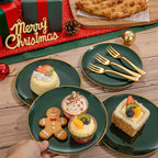 200Pcs Green Dessert Plates 6.3" with Plastic Forks 5"- Small Disposable Plates- Dessert/Cake/Appetizer Plastic