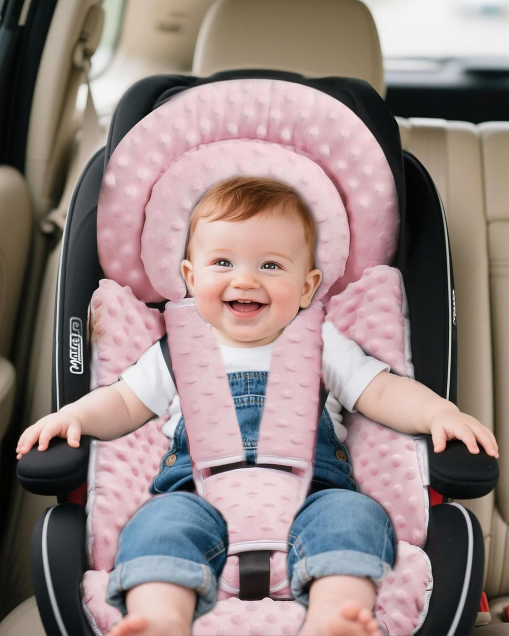 Infant Car Seat Insert with Removable Cushion for Baby Preemie Newborn Infant, Reversible carseat Insert Head Body