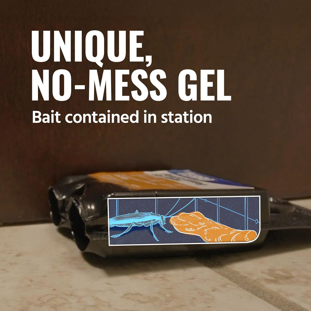 Roach Killer Gel Bait Stations, 12-Pack, Ready-to-Use Cockroach Bait | Kill Roaches Where They Hide, Breed, & Nest