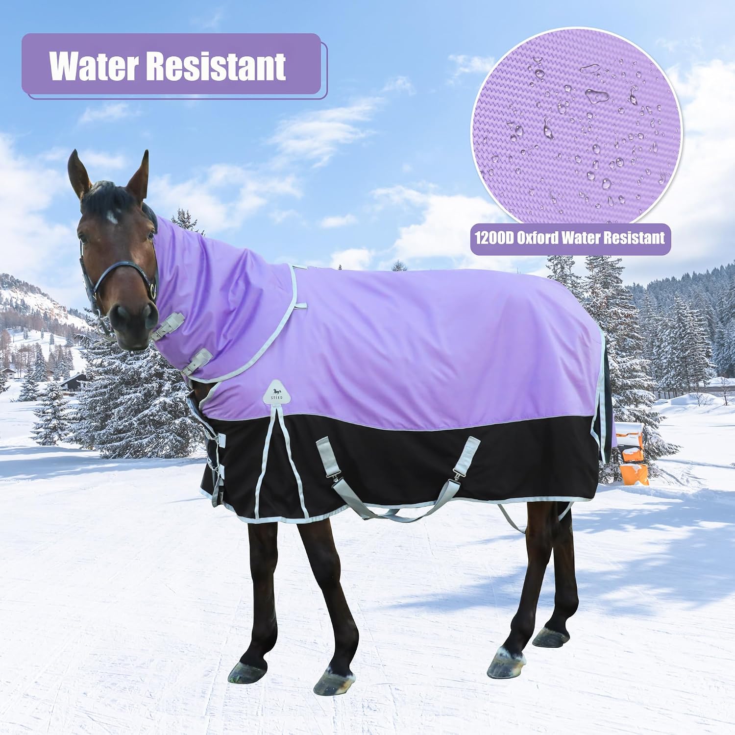 Horse Turnout Blankets Horse Blanket Winter Water Resistant,220G-Gram Polyester Poly Filling Liner 1200D Premium