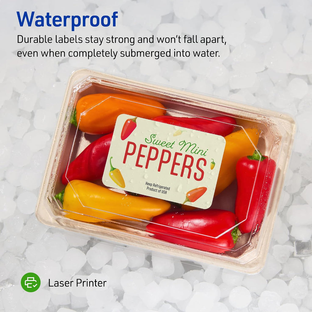 Durable Waterproof Shipping Labels with Sure Feed Technology, 3-1/3" x 4", White, Laser Compatible, 300 Blank Labels